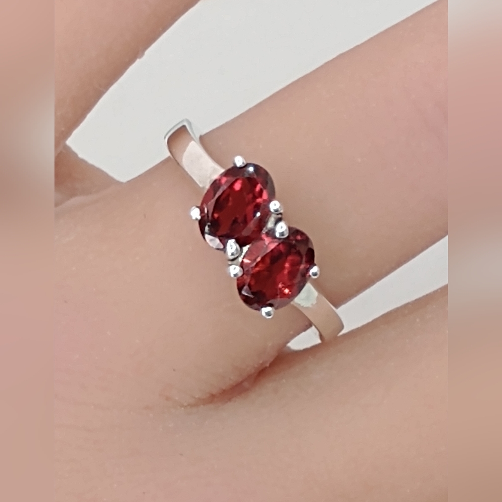 Genuine Garnet sterling silver ring